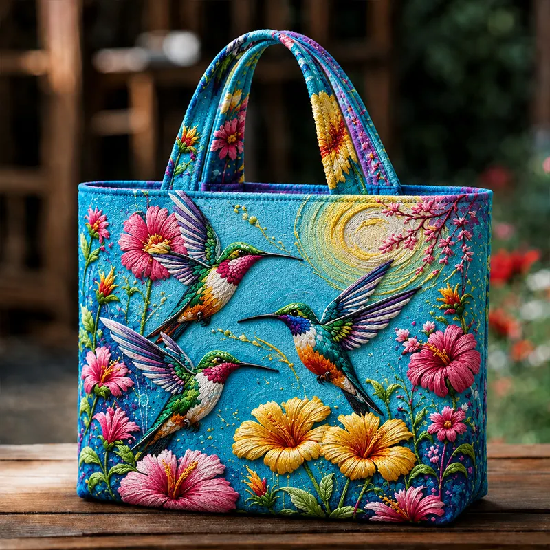 Hummingbird Floral Design Tote Bag